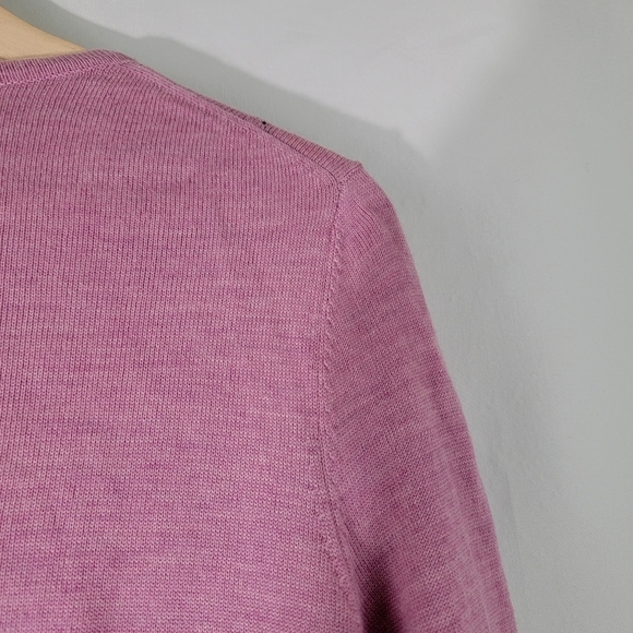 Talbot's Women's Pink/Gray/White Argile Button-Front Sweater Sz M Merino Wool - Picture 8 of 12